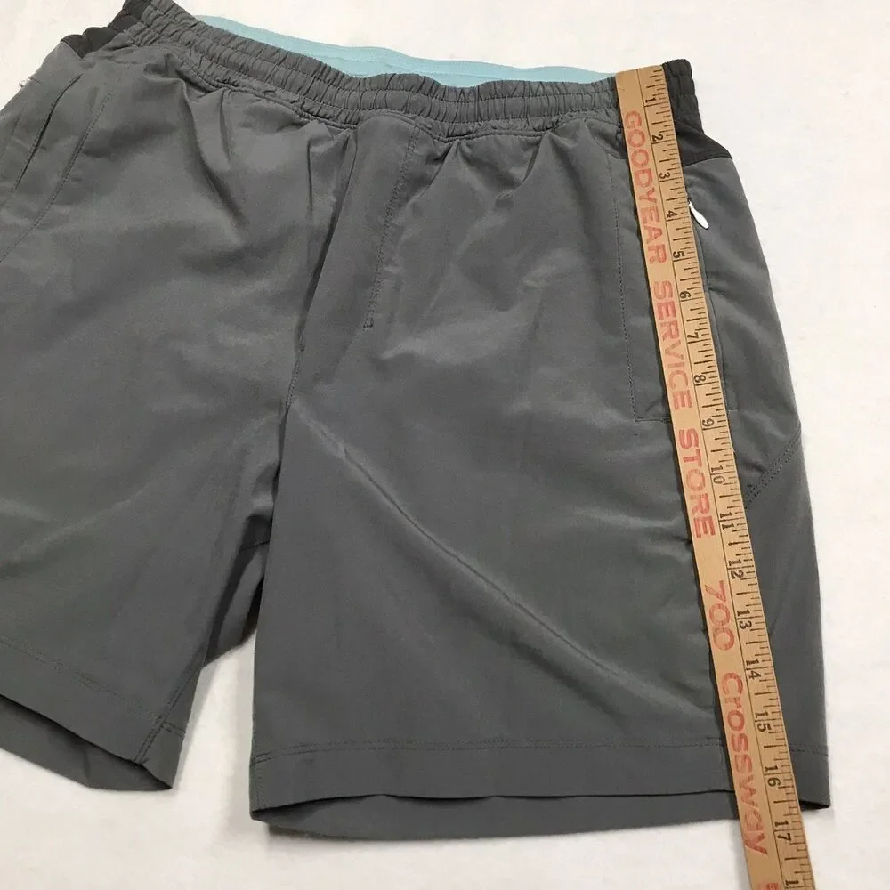 BIRDDOGS Gym Shorts Men L Gray Lined Stretch Poly Performance Drawstring